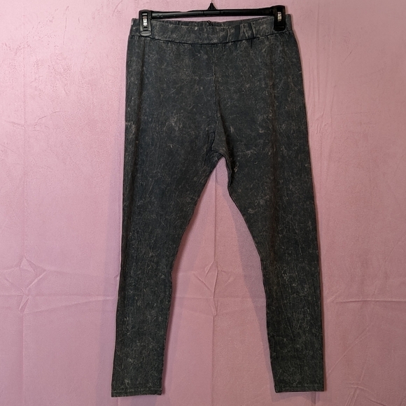 Boohoo Gray Acid Wash Elastic Waist Leggings size 12 - Picture 1 of 5